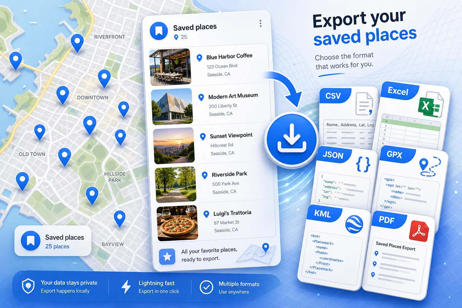 Maps List Export Chrome extension exporting Google Maps saved lists